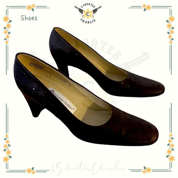 Etienne Aigner Brown Ostrich Leather Pumps Shoes Size 8N Dreamer Made in Spain - Picture 1 of 6